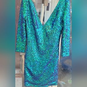 Blue and green sparkly mini dress. Small
